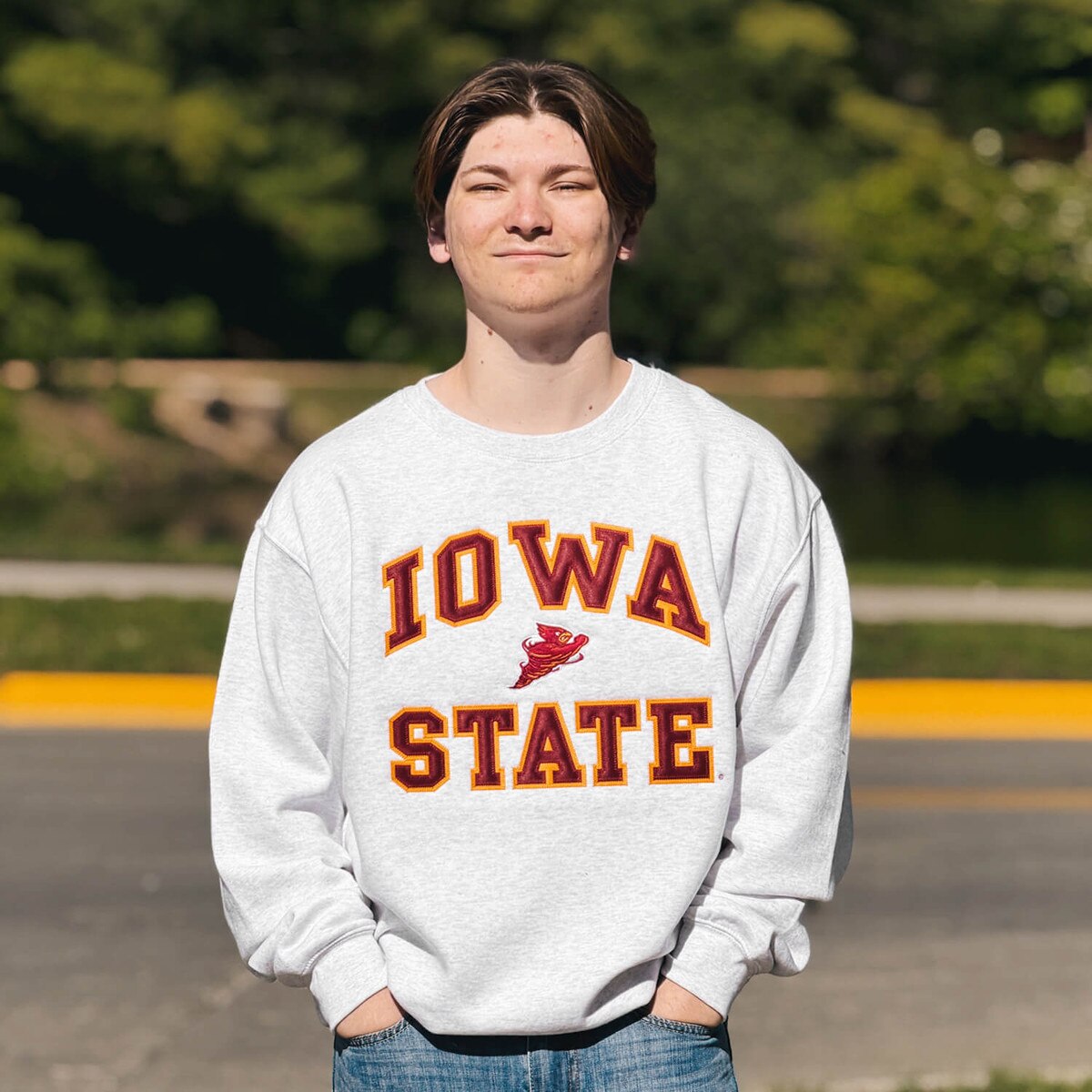 CI Sport Punching Cy Ash Gray HW Crewneck Sweatshirt